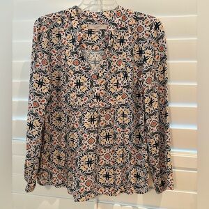 LOFT Long Sleeve V-Neck Blouse, S